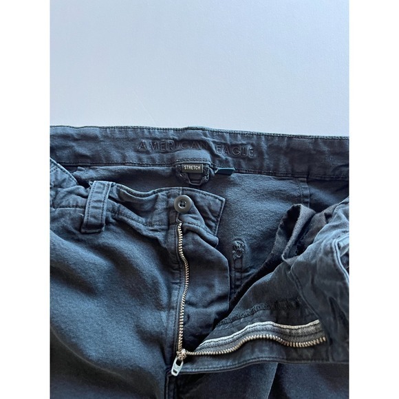 American Eagle Jeans Womens 12 Black Cargo Y2K Street Stretch Elastic Waist - Picture 6 of 12